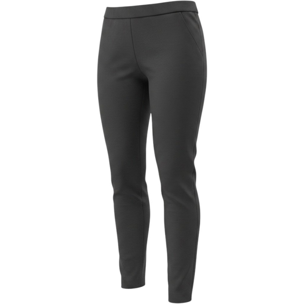 Black Textured Knit Pull On Tapered Leg Pants High Waist Stretch Trouser Womens